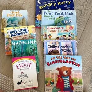 Book Bundle; Pout Pout Fish, Five Little Monkeys, Hungry Harry